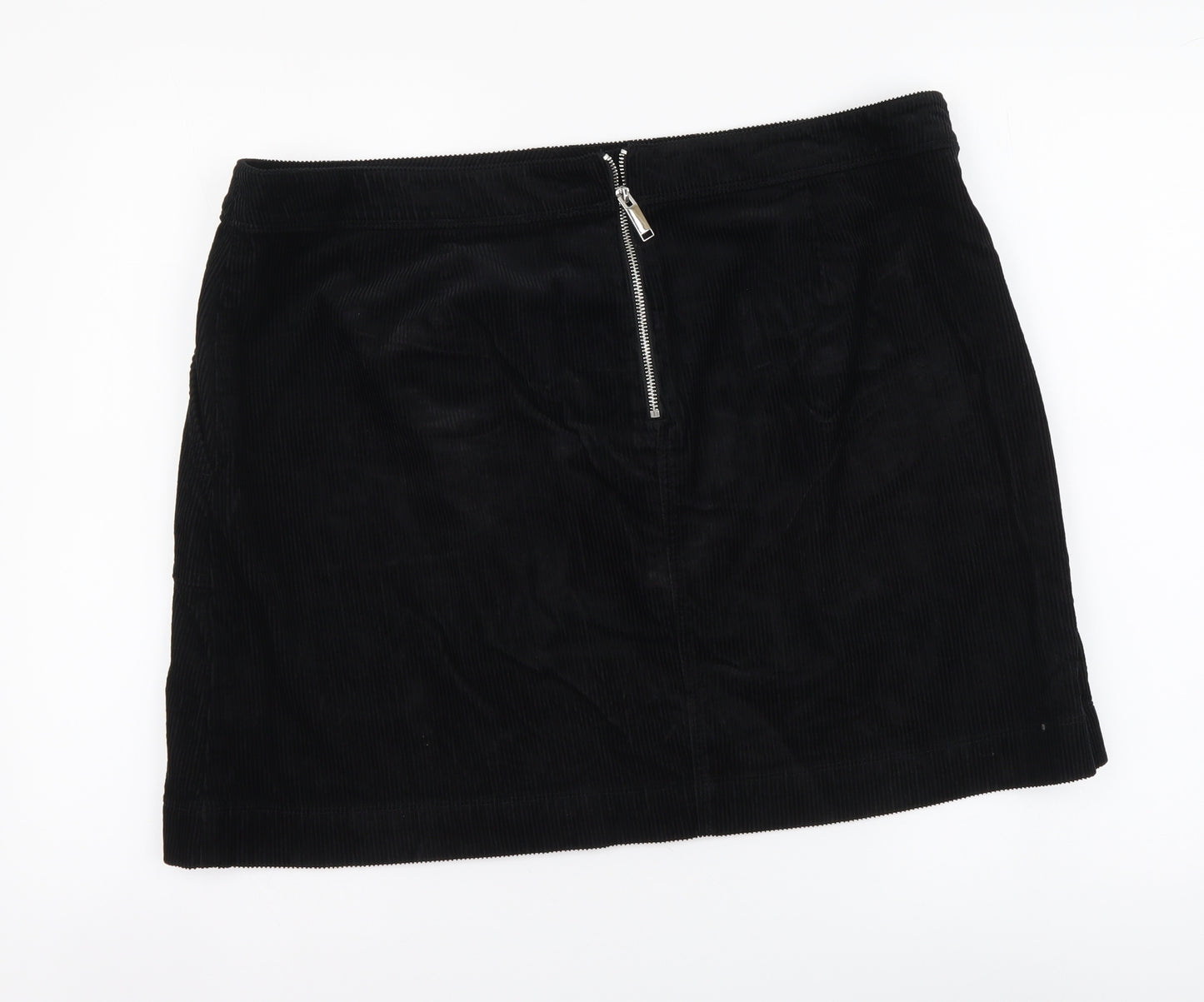 Marks and Spencer Womens Black Cotton Mini Skirt Size 20 Zip