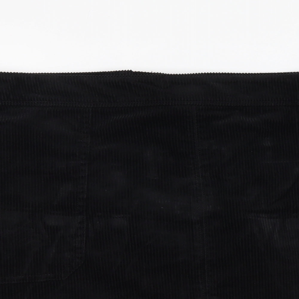 Marks and Spencer Womens Black Cotton Mini Skirt Size 20 Zip