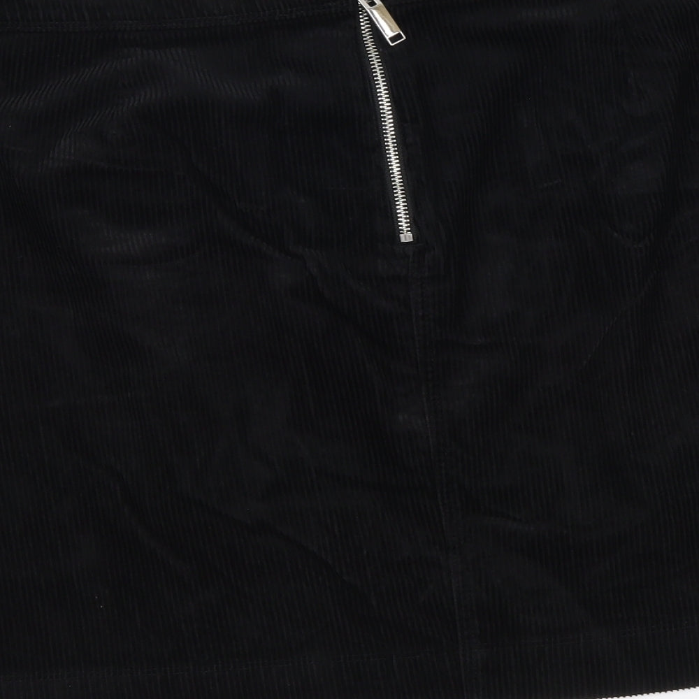 Marks and Spencer Womens Black Cotton Mini Skirt Size 20 Zip