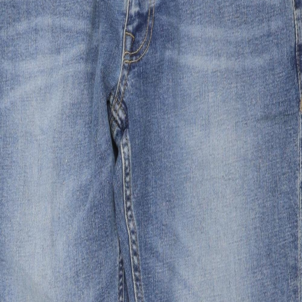 Marks and Spencer Mens Blue Cotton Straight Jeans Size 30 in L29 in Slim Button