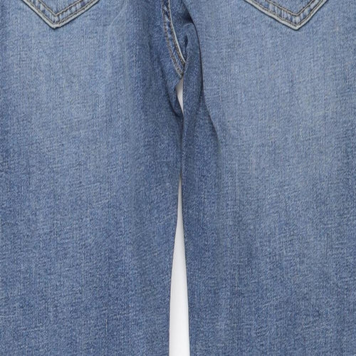 Marks and Spencer Mens Blue Cotton Straight Jeans Size 30 in L29 in Slim Button