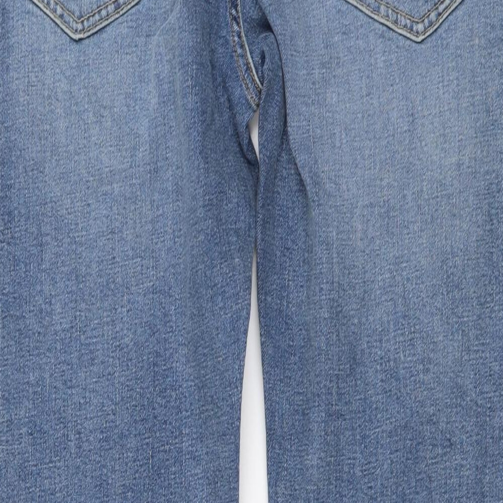Marks and Spencer Mens Blue Cotton Straight Jeans Size 30 in L29 in Slim Button