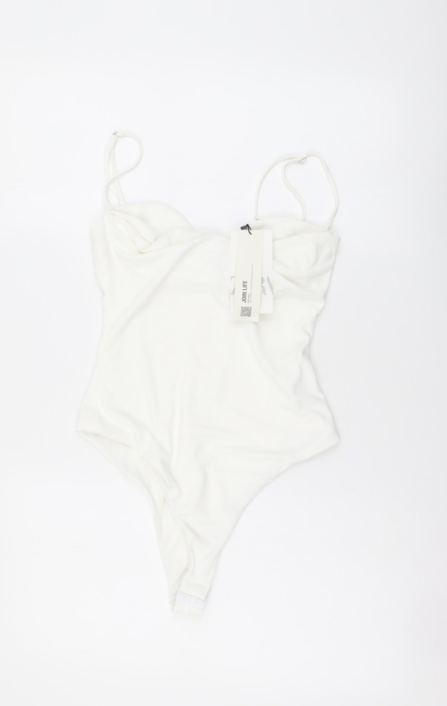 Zara Womens White Polyester Bodysuit One-Piece Size XS Snap