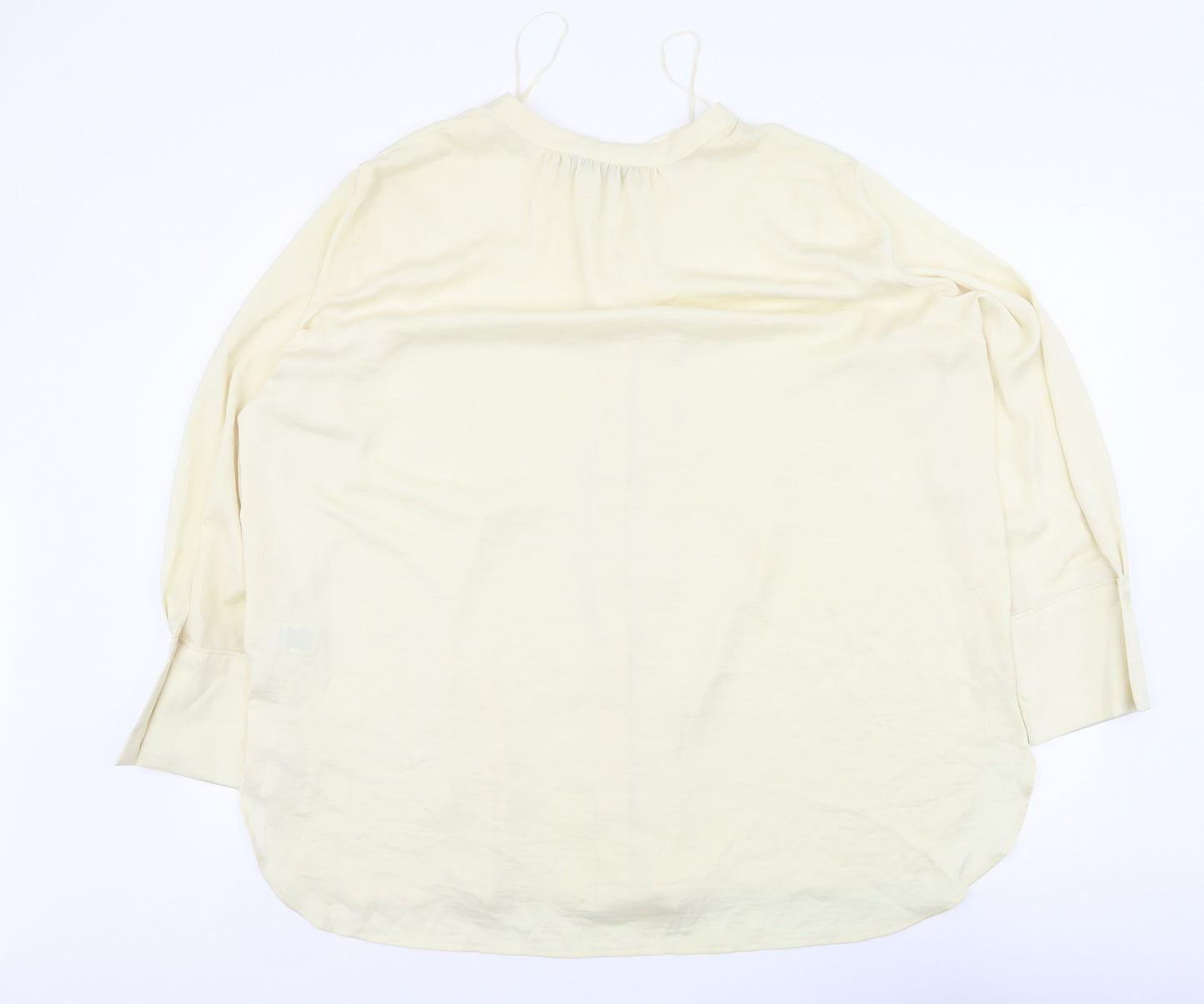 Marks and Spencer Womens Beige Polyester Basic Blouse Size 22 V-Neck
