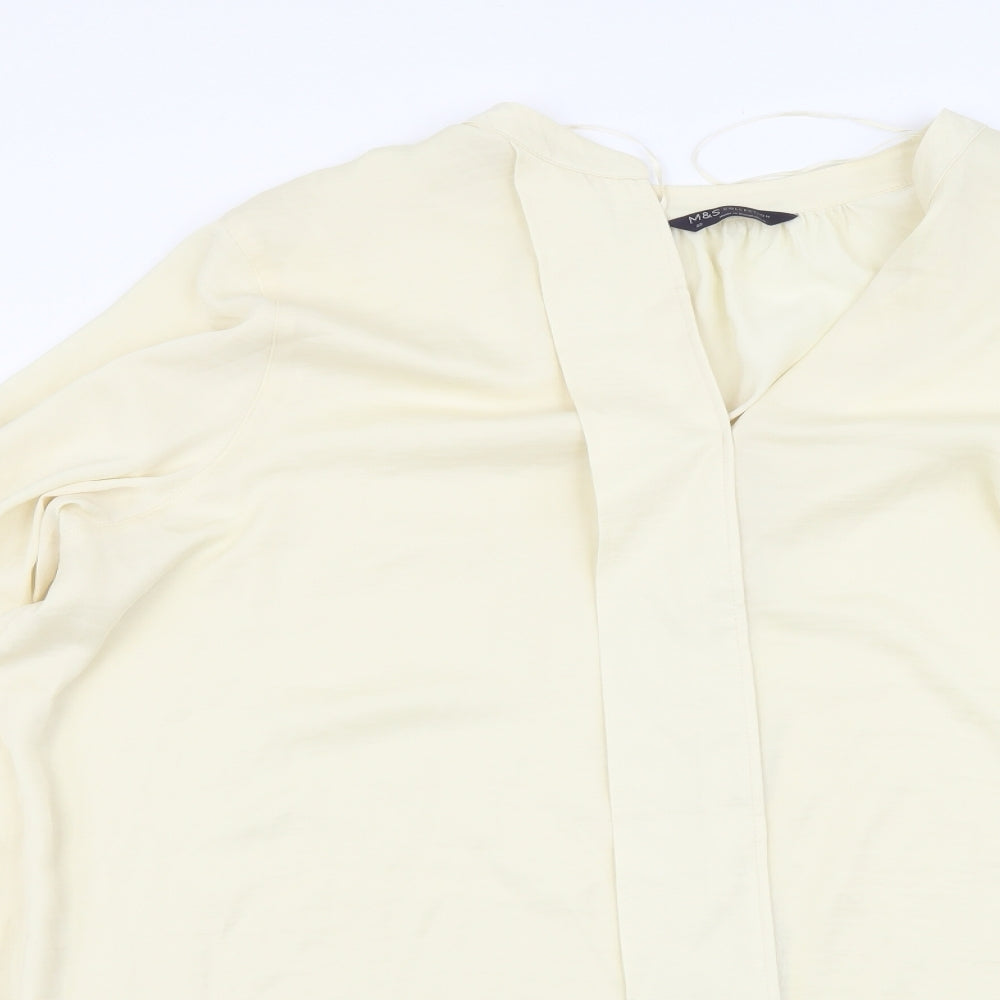Marks and Spencer Womens Beige Polyester Basic Blouse Size 22 V-Neck