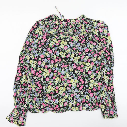 Marks and Spencer Womens Multicoloured Floral Viscose Basic Blouse Size 8 Round Neck