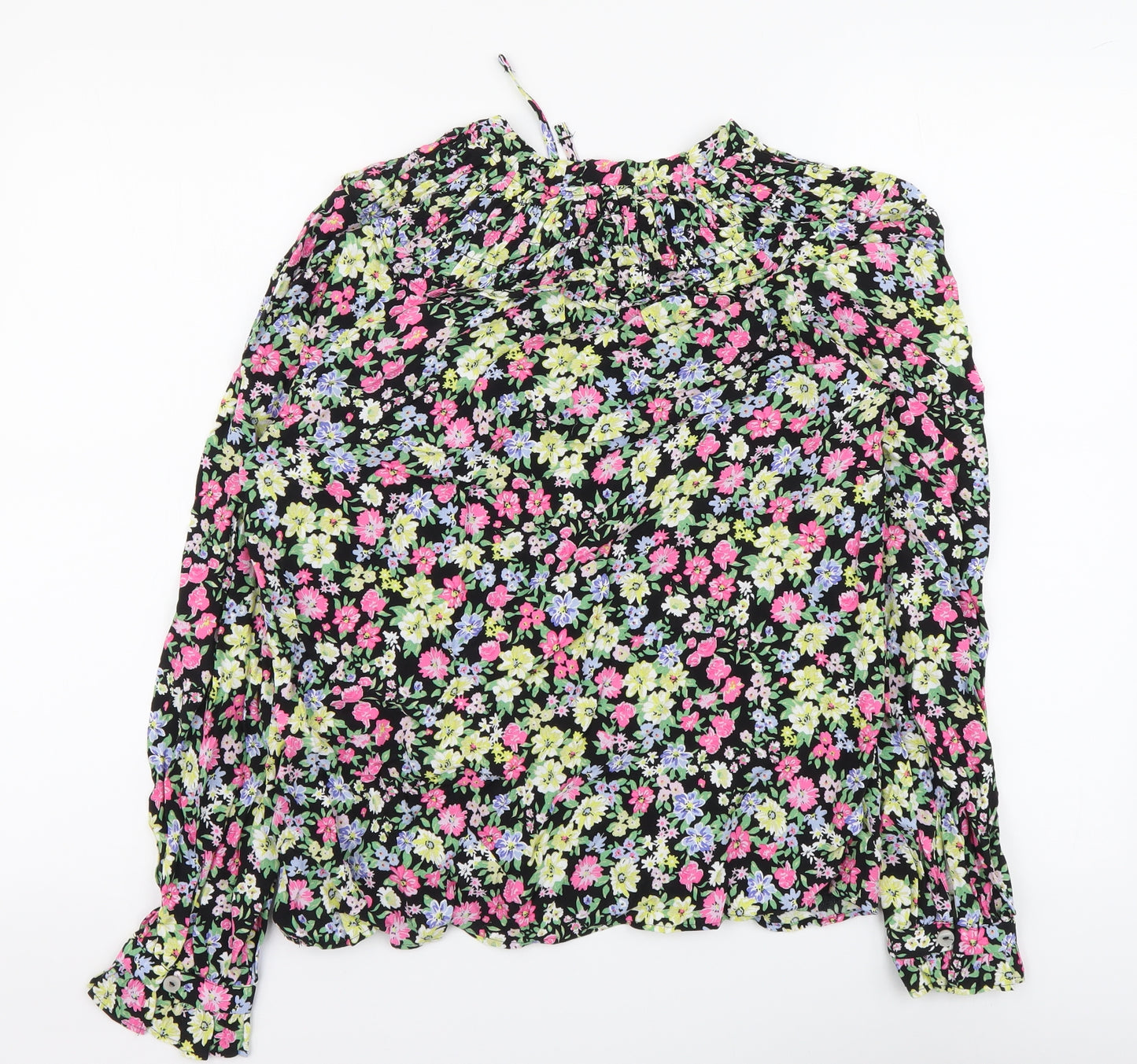 Marks and Spencer Womens Multicoloured Floral Viscose Basic Blouse Size 8 Round Neck