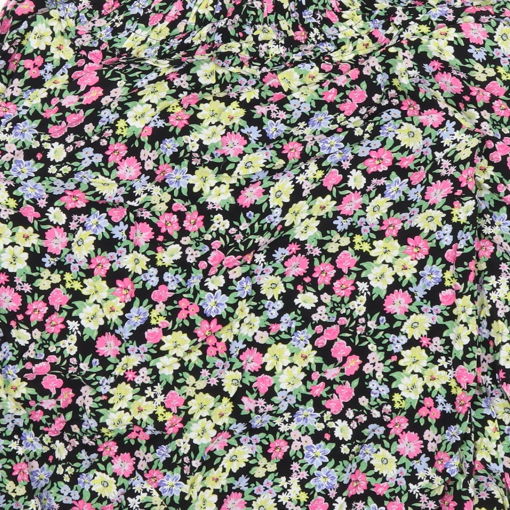 Marks and Spencer Womens Multicoloured Floral Viscose Basic Blouse Size 8 Round Neck
