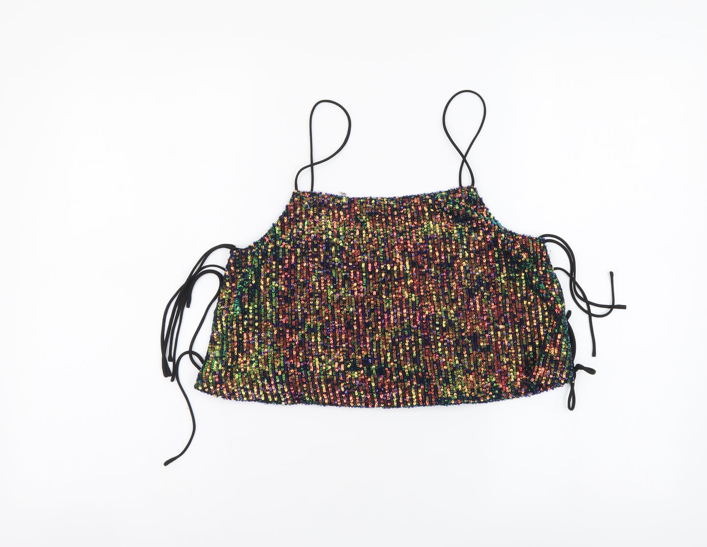 Topshop Womens Multicoloured Polyester Cropped Tank Size 8 Square Neck