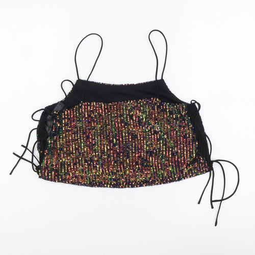 Topshop Womens Multicoloured Polyester Cropped Tank Size 8 Square Neck