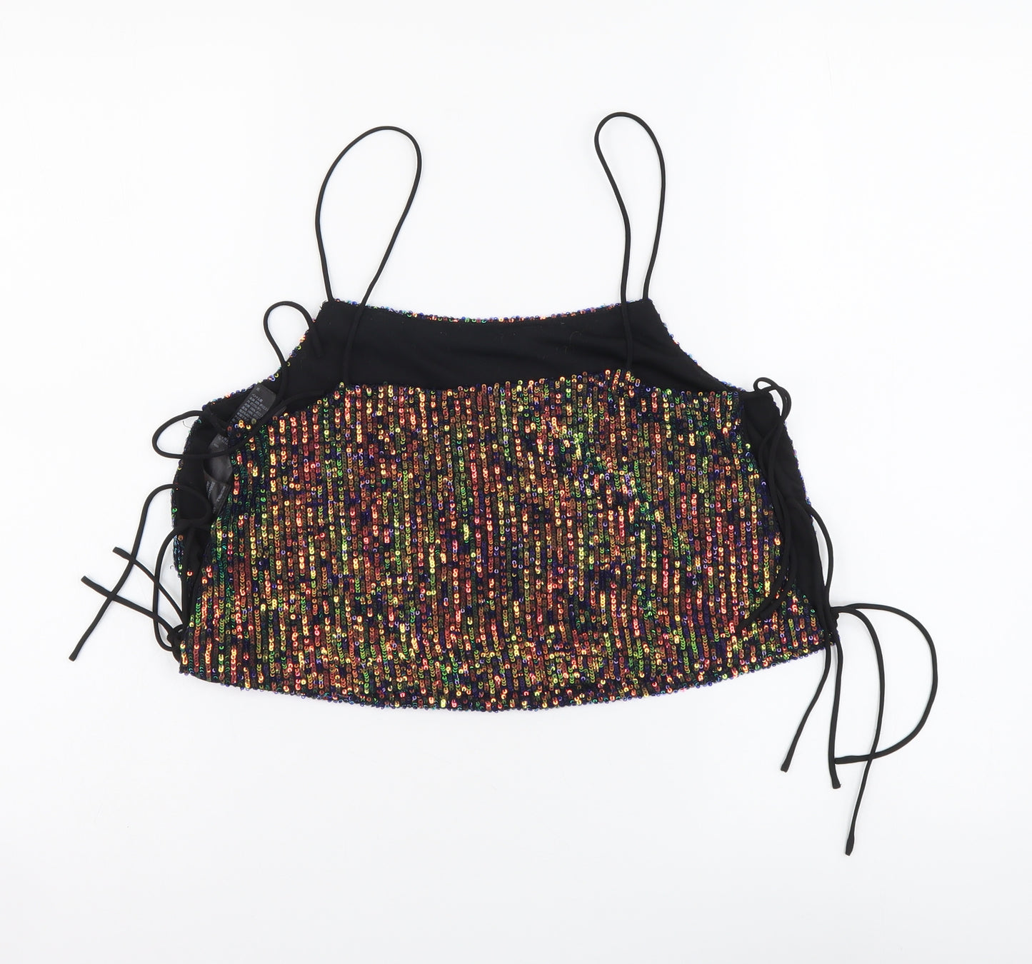 Topshop Womens Multicoloured Polyester Cropped Tank Size 8 Square Neck