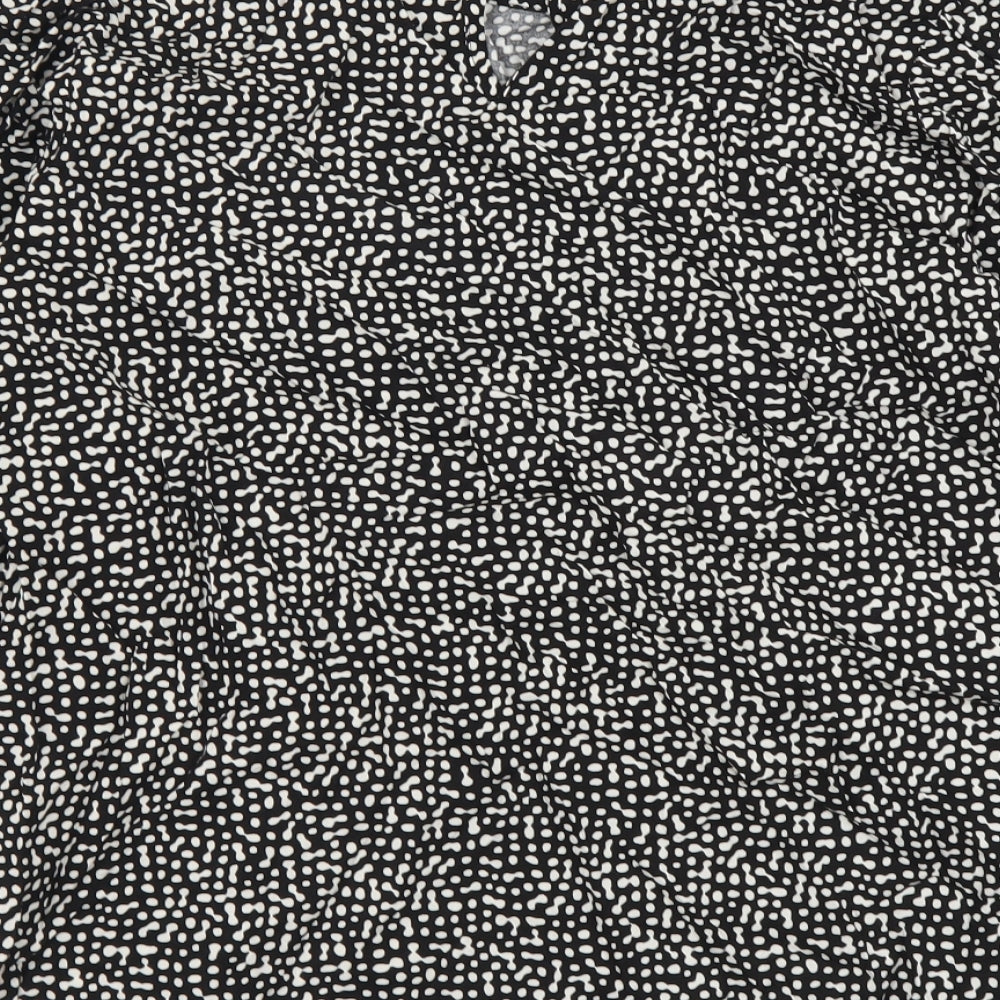 F&F Womens Black Geometric Viscose Basic Blouse Size 14 Round Neck