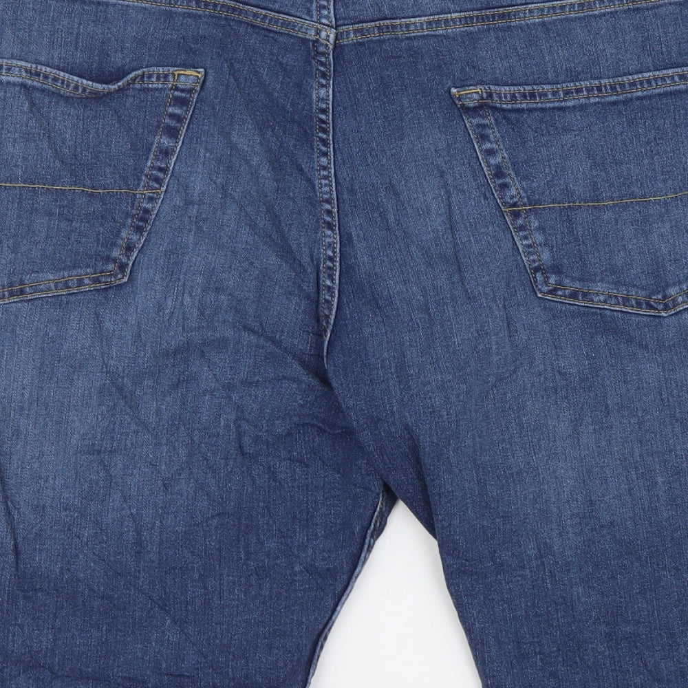 Marks and Spencer Mens Blue Cotton Bermuda Shorts Size 44 L11 in Regular Button
