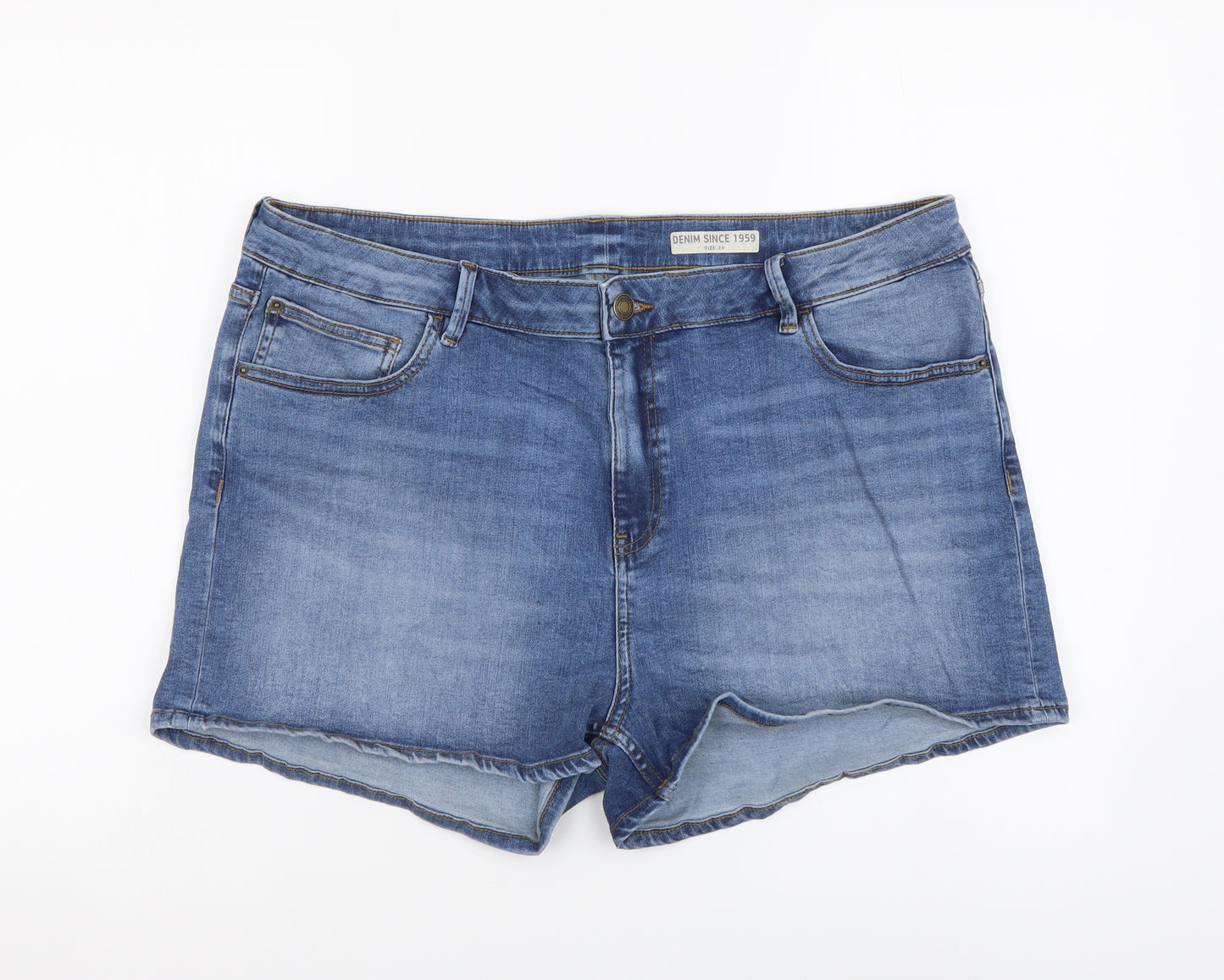 Marks and Spencer Womens Blue Cotton Cut-Off Shorts Size 20 L3 in Regular Button