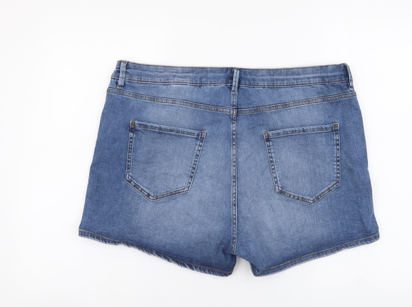 Marks and Spencer Womens Blue Cotton Cut-Off Shorts Size 20 L3 in Regular Button