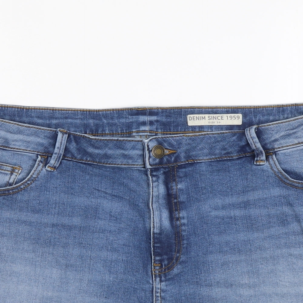 Marks and Spencer Womens Blue Cotton Cut-Off Shorts Size 20 L3 in Regular Button