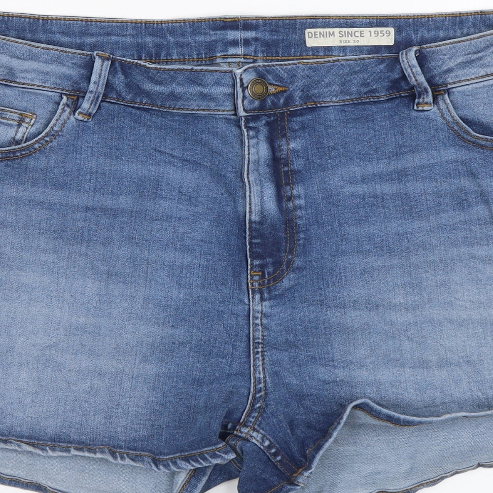 Marks and Spencer Womens Blue Cotton Cut-Off Shorts Size 20 L3 in Regular Button
