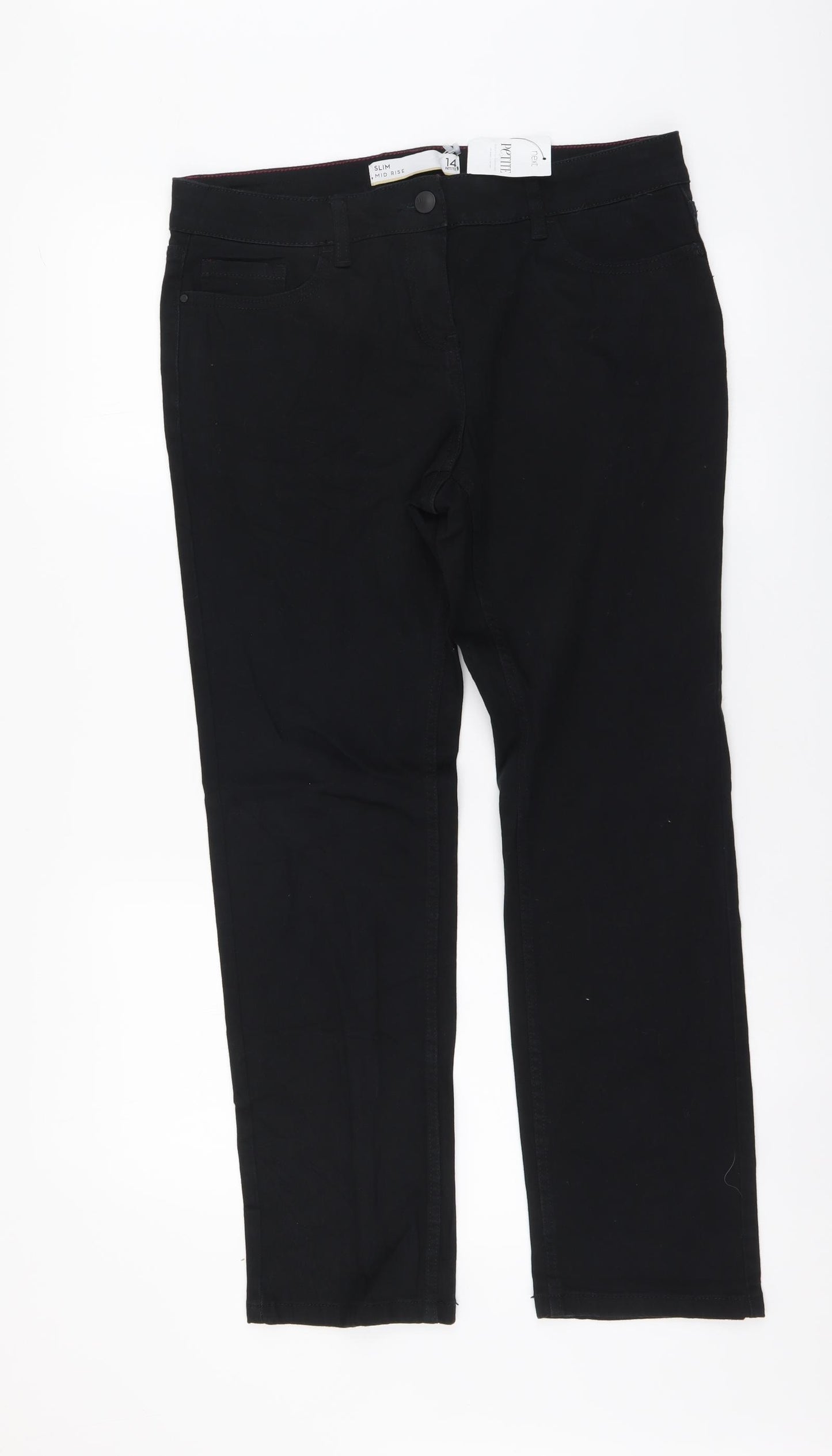 NEXT Womens Black Cotton Straight Jeans Size 14 L28 in Regular Button