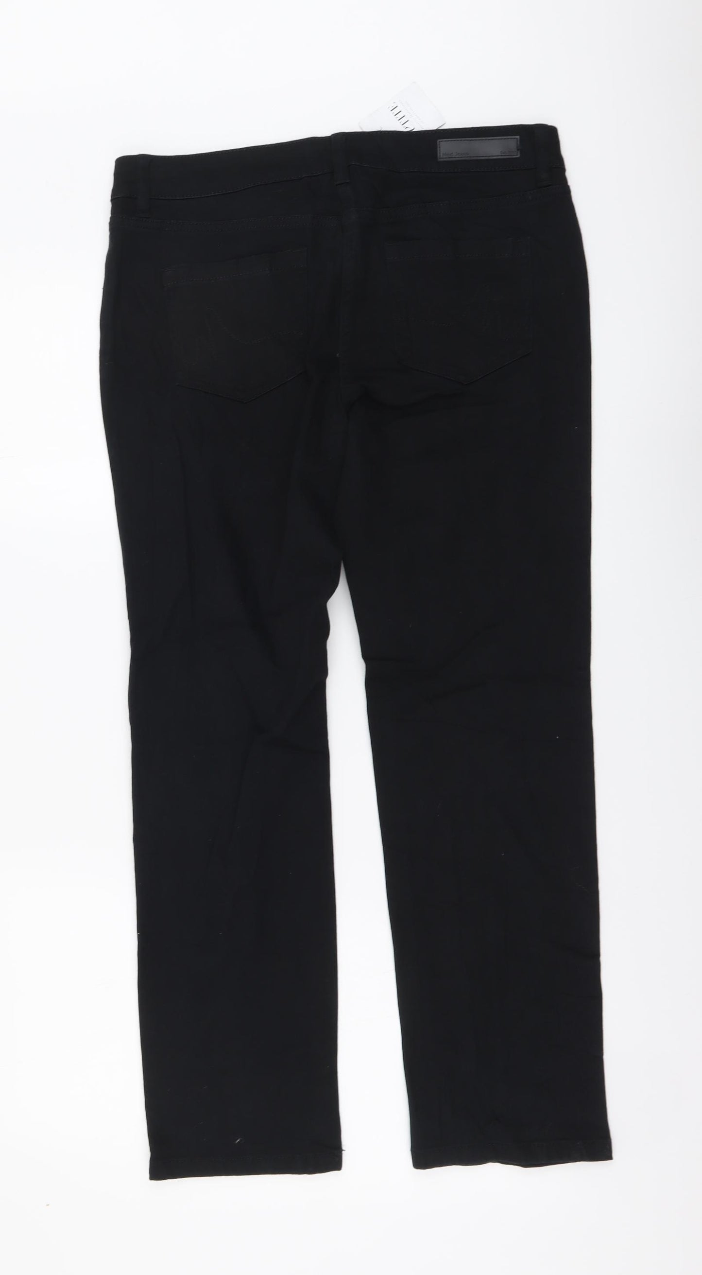 NEXT Womens Black Cotton Straight Jeans Size 14 L28 in Regular Button