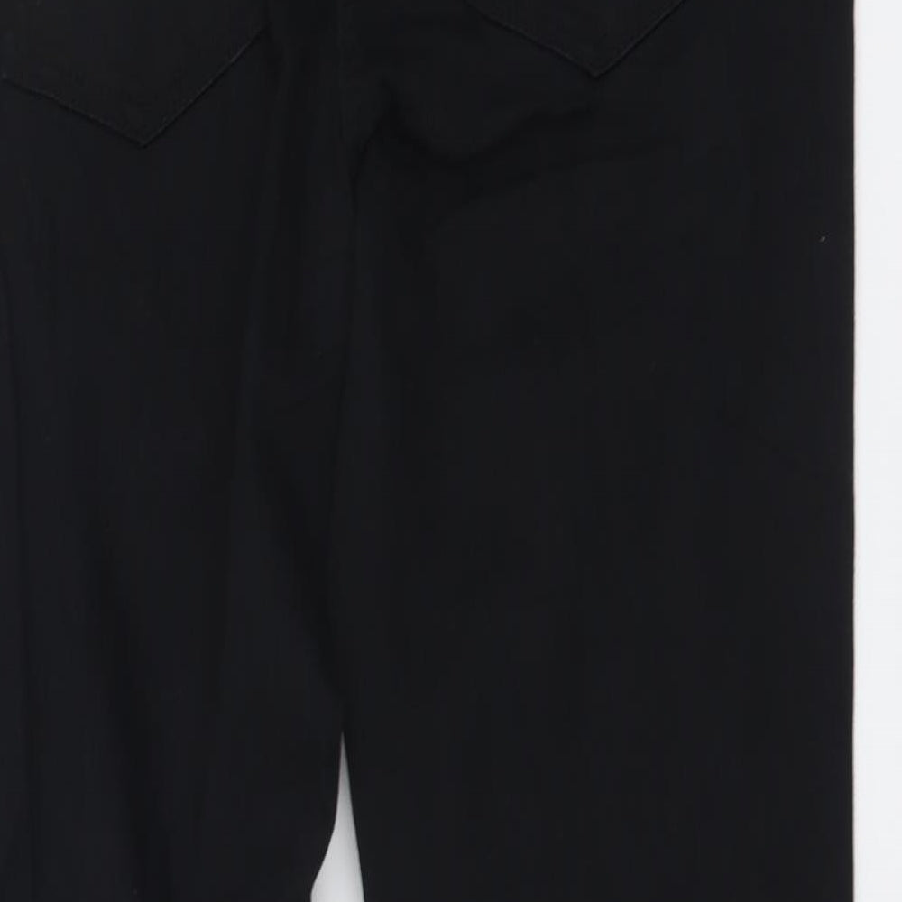 NEXT Womens Black Cotton Straight Jeans Size 14 L28 in Regular Button