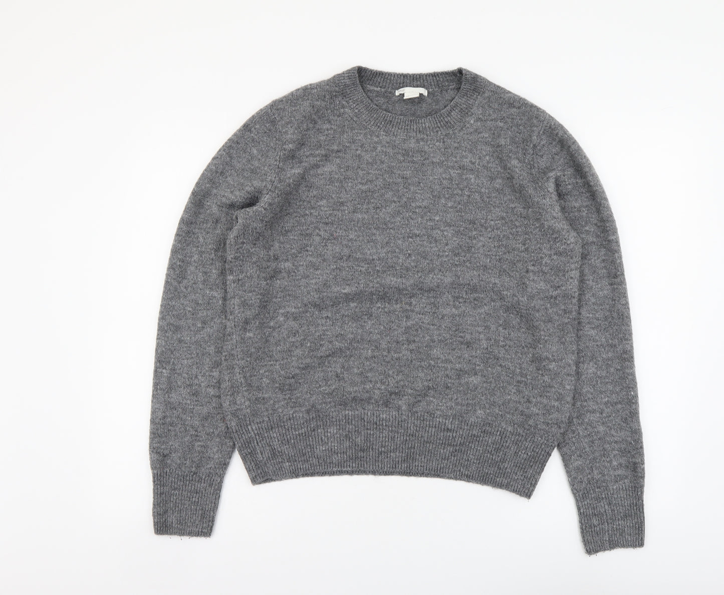 H&M Womens Grey Round Neck Acrylic Pullover Jumper Size M
