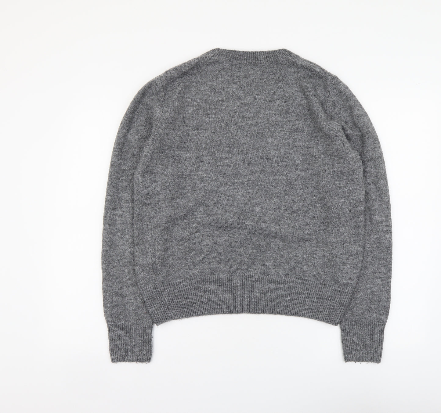 H&M Womens Grey Round Neck Acrylic Pullover Jumper Size M