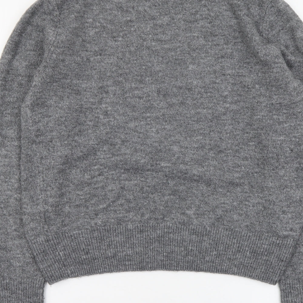H&M Womens Grey Round Neck Acrylic Pullover Jumper Size M