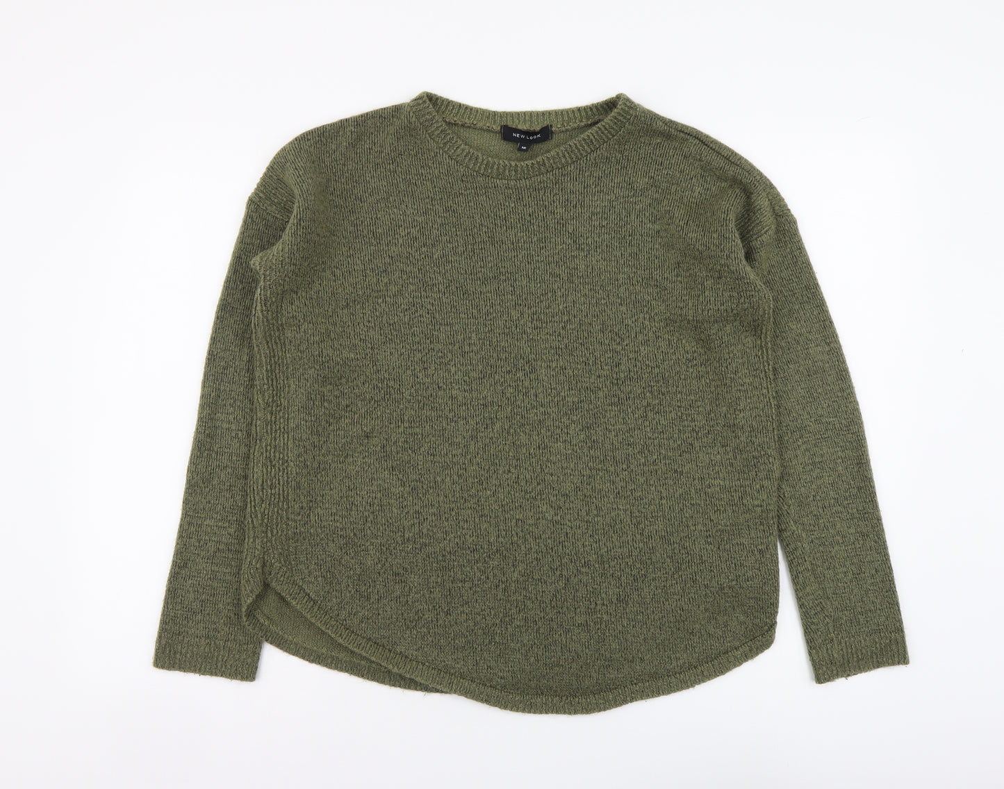 New Look Womens Green Round Neck Acrylic Pullover Jumper Size 16