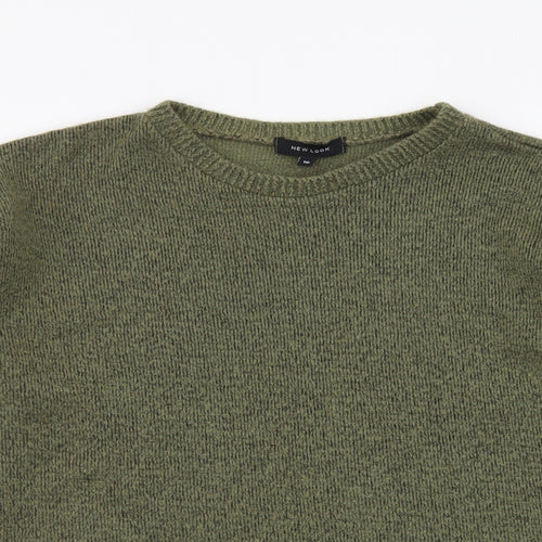 New Look Womens Green Round Neck Acrylic Pullover Jumper Size 16