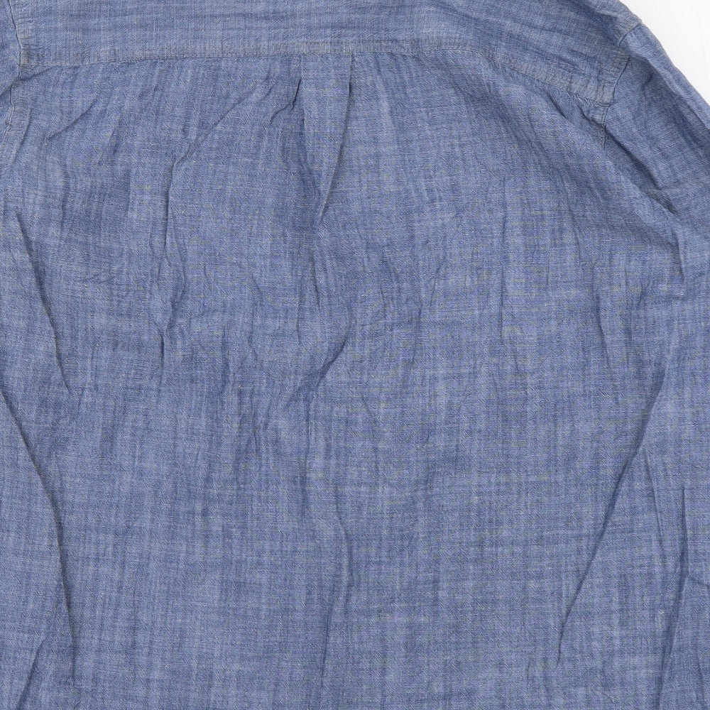 Weekday Mens Blue Cotton Button-Up Size M Collared Button