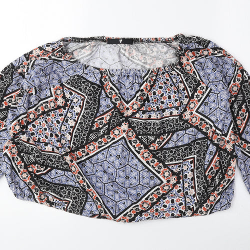 Very Womens Multicoloured Geometric 100% Cotton Basic Blouse Size 14 Off the Shoulder