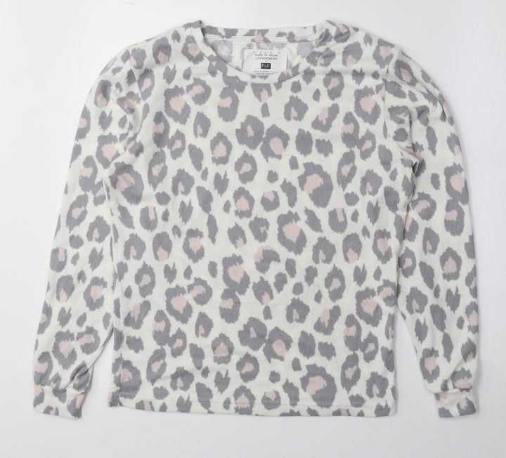 F&F Womens Multicoloured Round Neck Animal Print Polyester Pullover Jumper Size XS - Cheetah Print