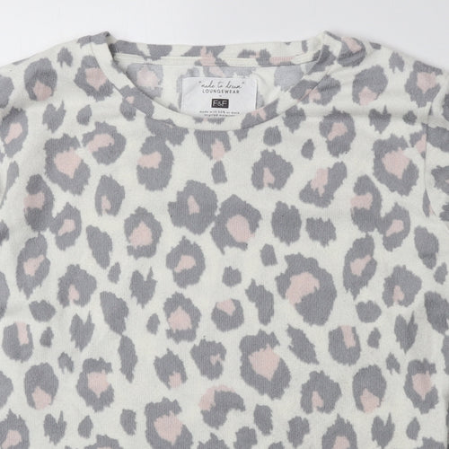 F&F Womens Multicoloured Round Neck Animal Print Polyester Pullover Jumper Size XS - Cheetah Print