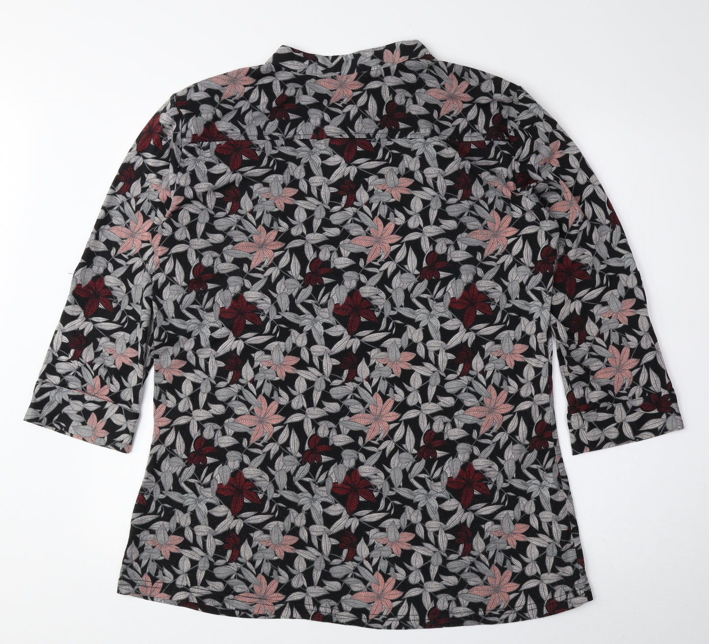Pebble Bay Womens Multicoloured Floral Polyester Basic Blouse Size L V-Neck