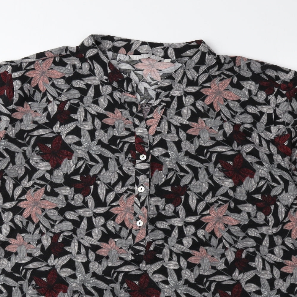 Pebble Bay Womens Multicoloured Floral Polyester Basic Blouse Size L V-Neck