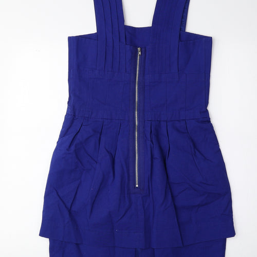 Warehouse Womens Blue 100% Cotton A-Line Size 10 Scoop Neck Zip