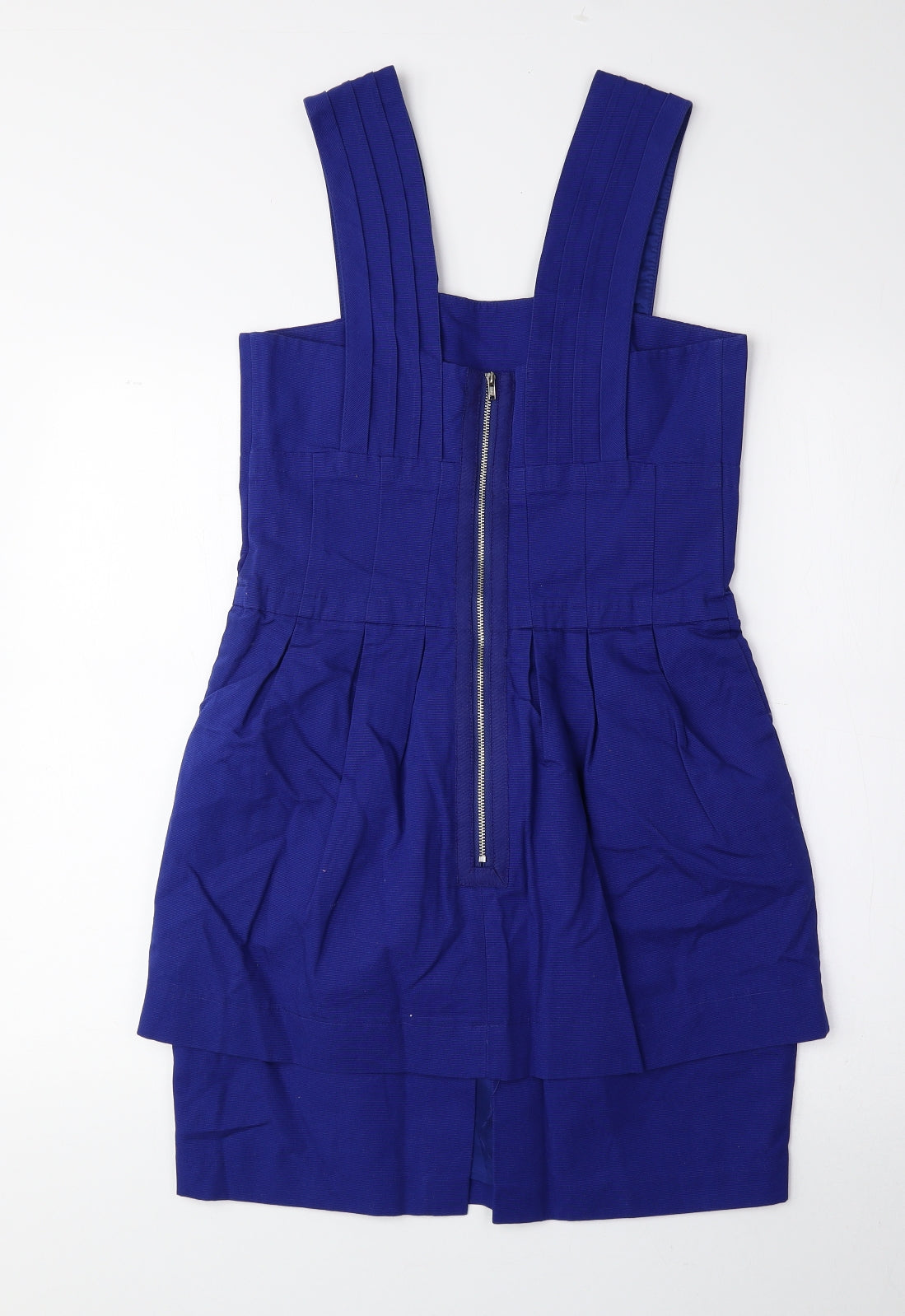 Warehouse Womens Blue 100% Cotton A-Line Size 10 Scoop Neck Zip
