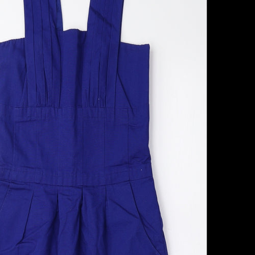 Warehouse Womens Blue 100% Cotton A-Line Size 10 Scoop Neck Zip