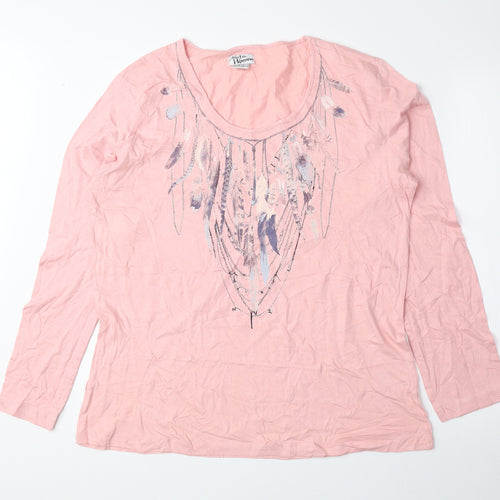 Atlas Womens Pink 100% Cotton Basic T-Shirt Size 16 Scoop Neck