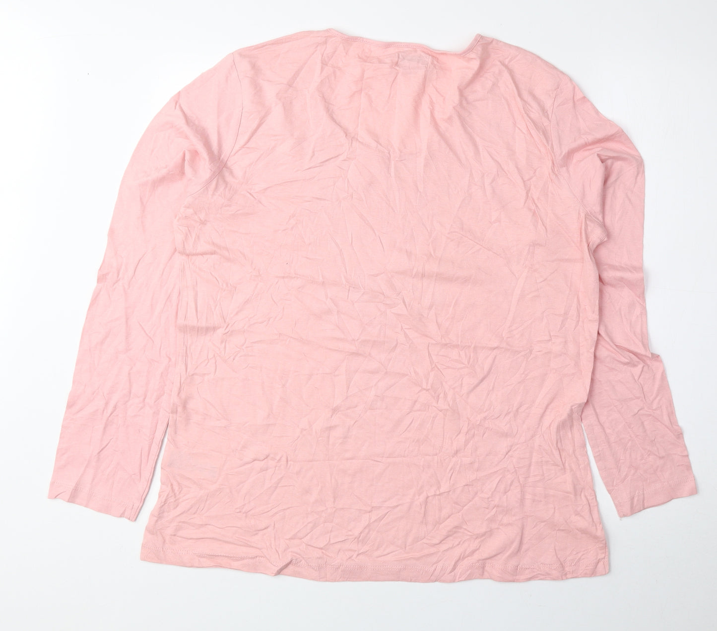 Atlas Womens Pink 100% Cotton Basic T-Shirt Size 16 Scoop Neck