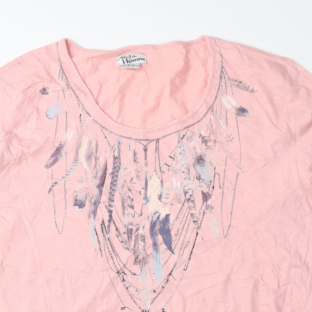 Atlas Womens Pink 100% Cotton Basic T-Shirt Size 16 Scoop Neck