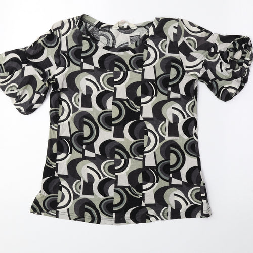 New Look Girls Multicoloured Geometric Viscose Basic Blouse Size 12-13 Years Round Neck Pullover