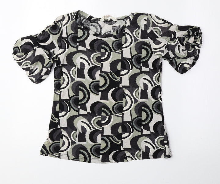 New Look Girls Multicoloured Geometric Viscose Basic Blouse Size 12-13 Years Round Neck Pullover