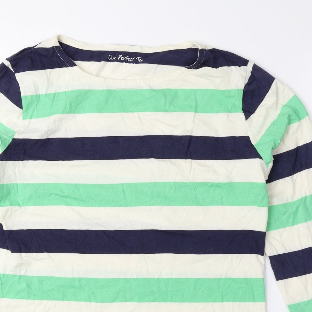 South Womens Multicoloured Striped 100% Cotton Basic Blouse Size 10 Round Neck
