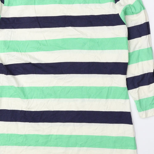 South Womens Multicoloured Striped 100% Cotton Basic Blouse Size 10 Round Neck