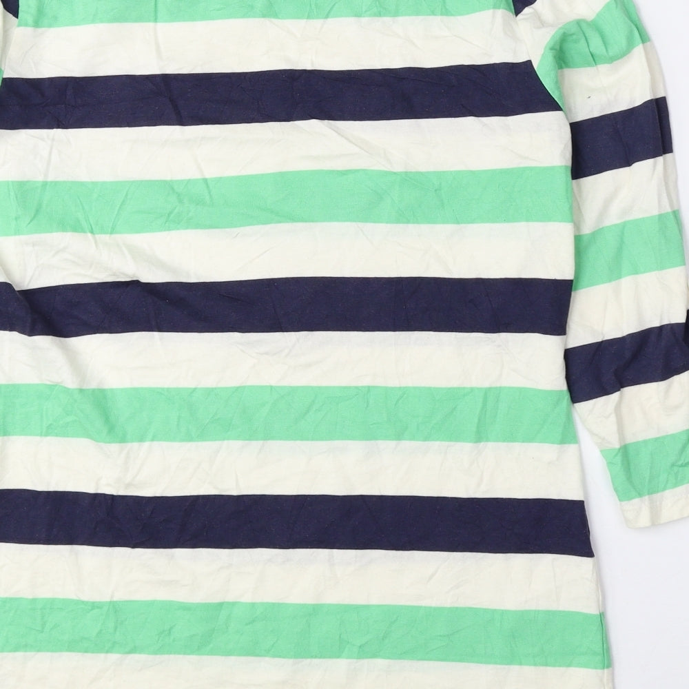 South Womens Multicoloured Striped 100% Cotton Basic Blouse Size 10 Round Neck