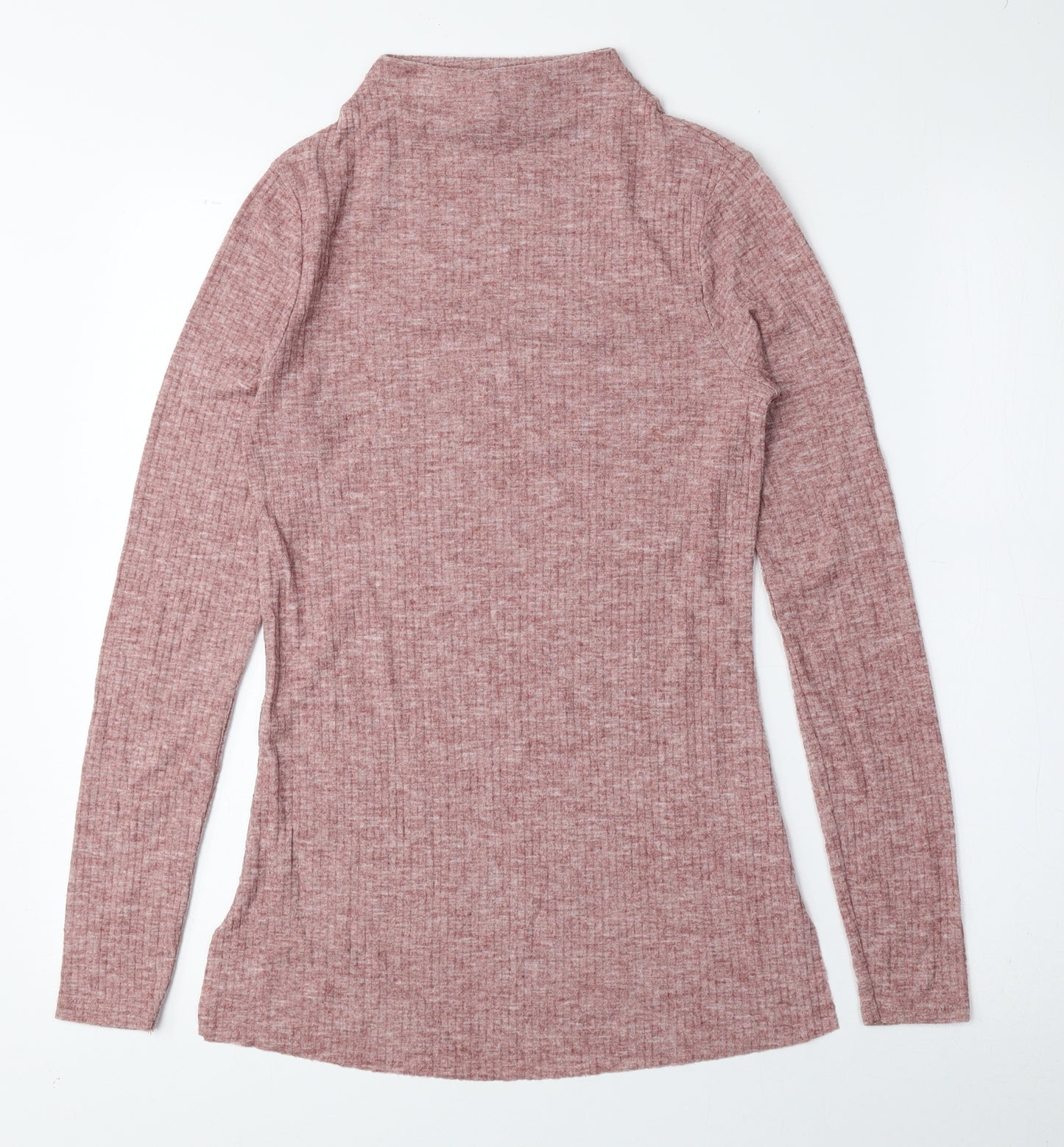 River Island Womens Pink High Neck Polyester Pullover Jumper Size 10 - Ribbed