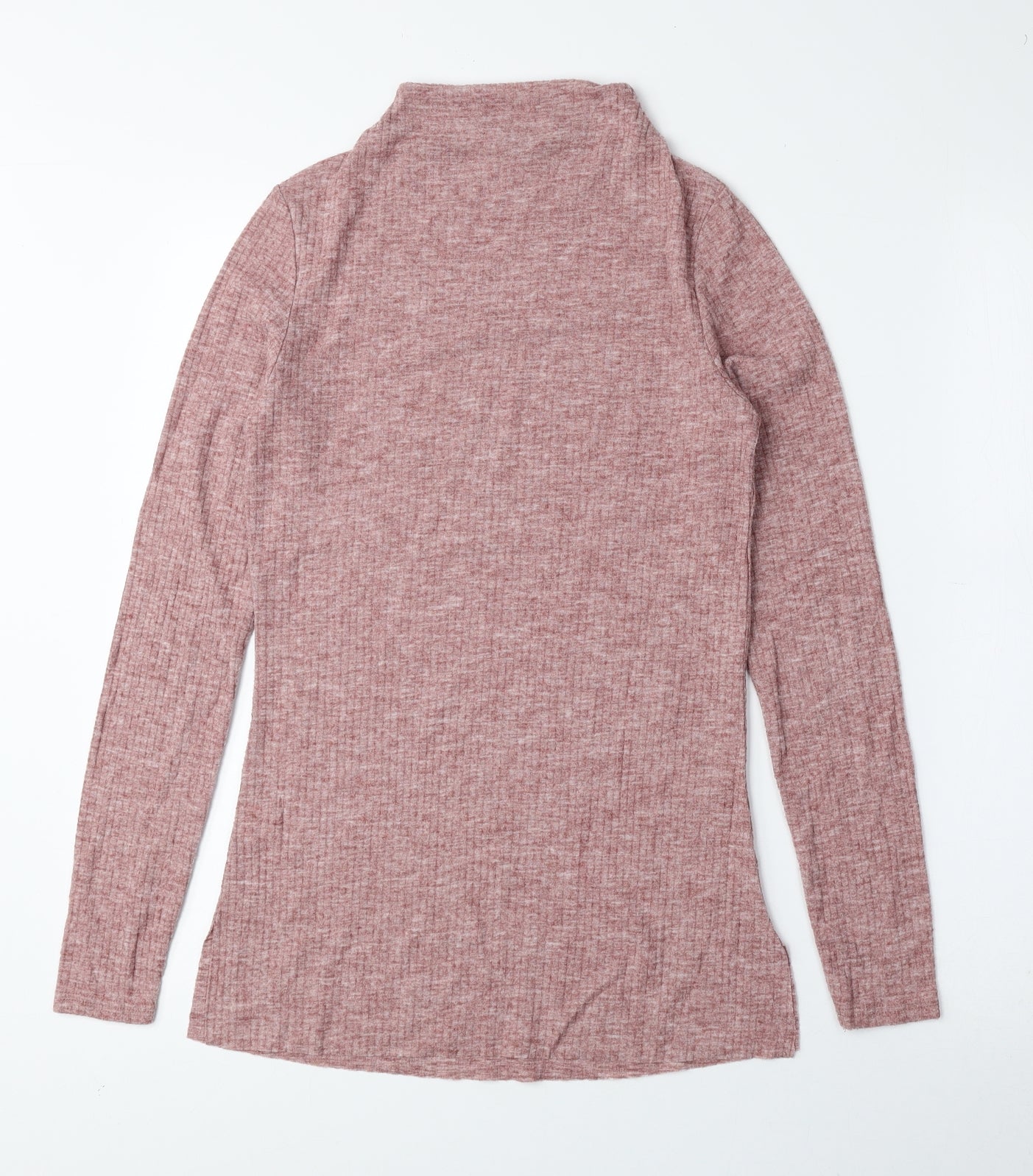 River Island Womens Pink High Neck Polyester Pullover Jumper Size 10 - Ribbed