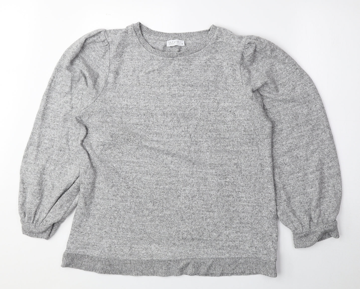 Papaya Womens Grey Round Neck Viscose Pullover Jumper Size 16