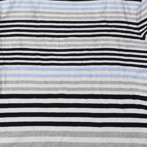 CC Womens Blue Striped 100% Cotton Basic Blouse Size M Square Neck